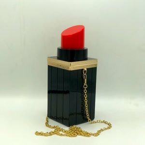 Lipstick purse with chain shoulder strap